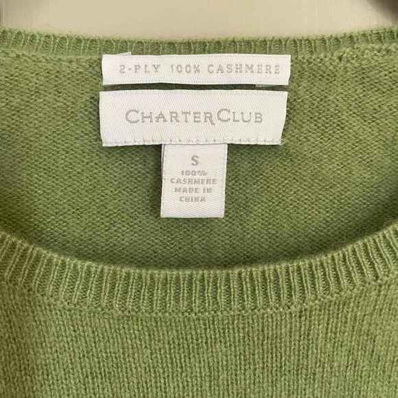 Charter Club 2 Ply 100% Cashmere Women's Green Sweater Shirt Soft Comfy Summer - Picture 9 of 14